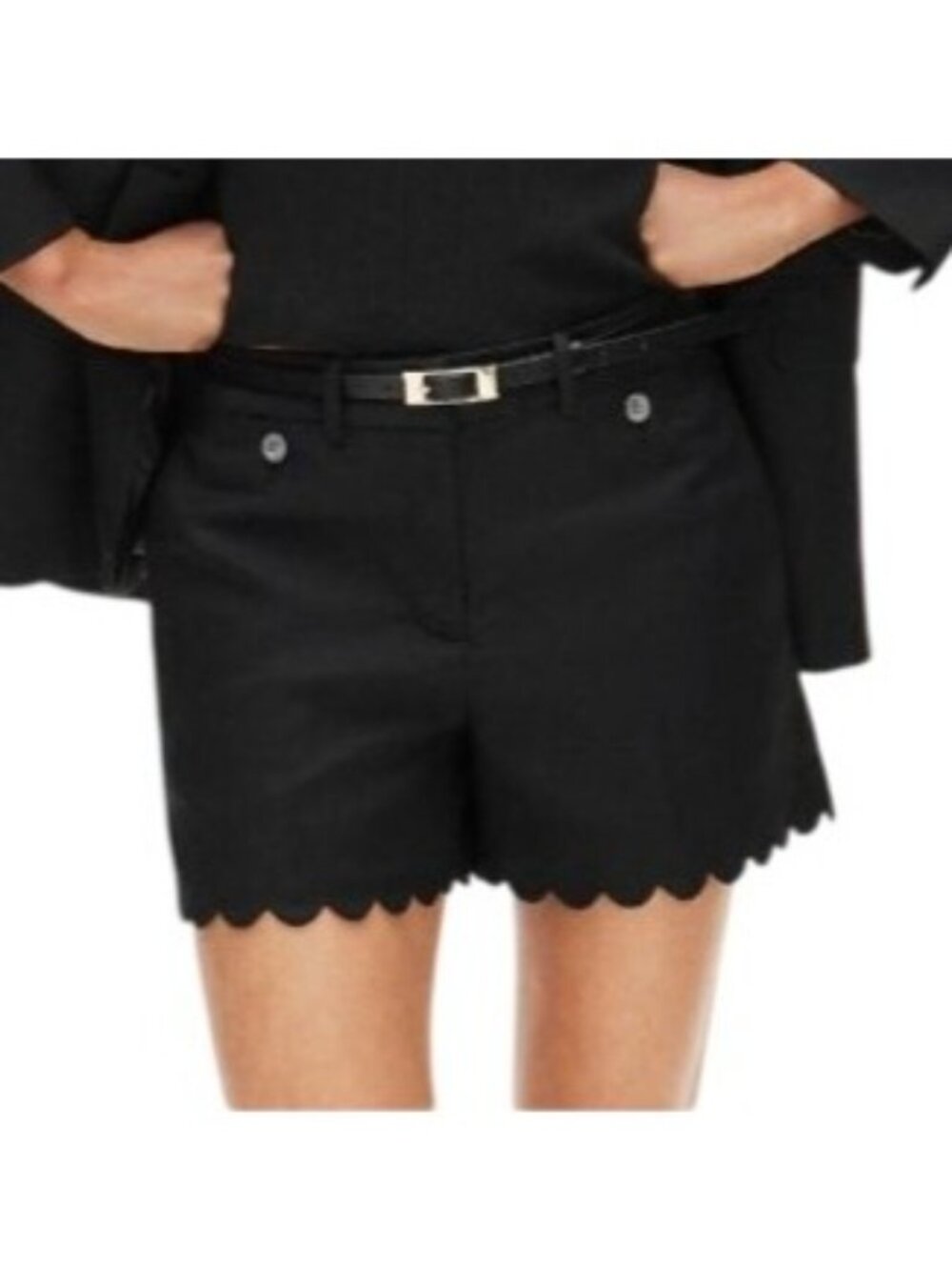 NWT J.Crew 4" Scalloped Short Sz 4 Black High Rise Linen Viscose Preppy Classic